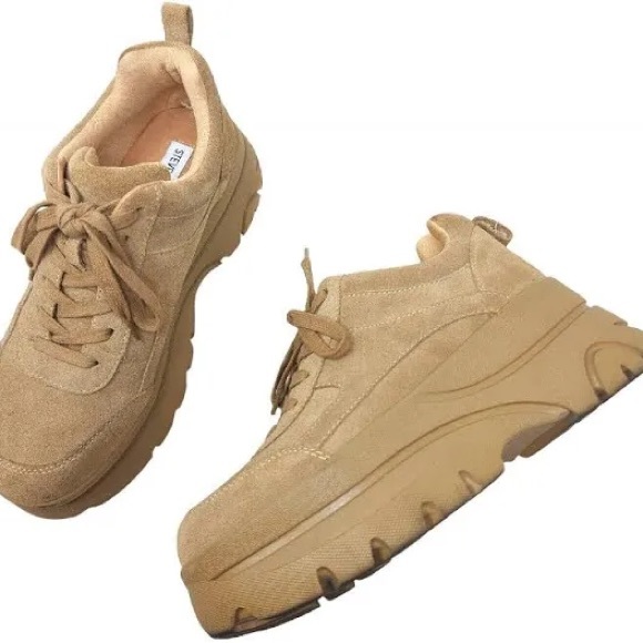 Steve Madden Hansel Tan Suede Leather Platform Sneakers - Picture 8 of 8